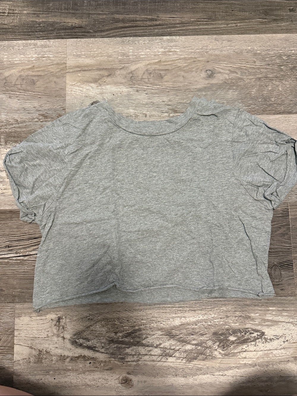 Angie Heather Gray Short Sleeve Crop Top